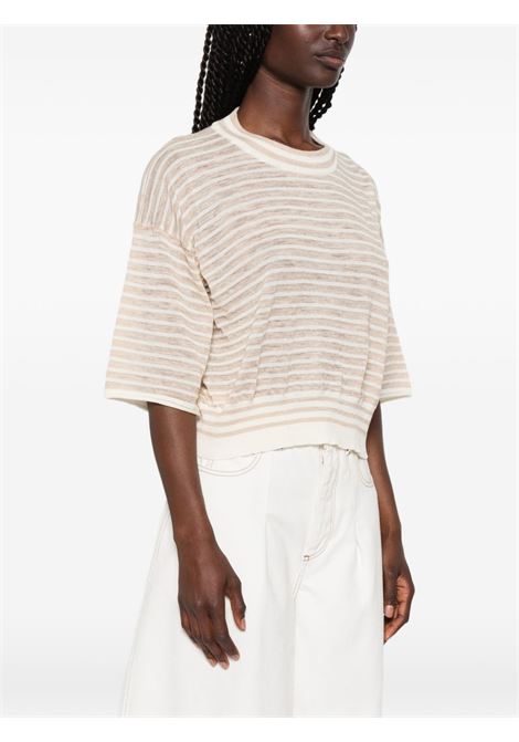 maglia mariniere donna beige e ecru ROBERTO COLLINA | 261FXA1802102